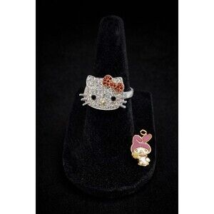 Hello Kitty Ring Sanrio Sterling Silver Size 5.5 CZ Pink Charm - Pre-Owned